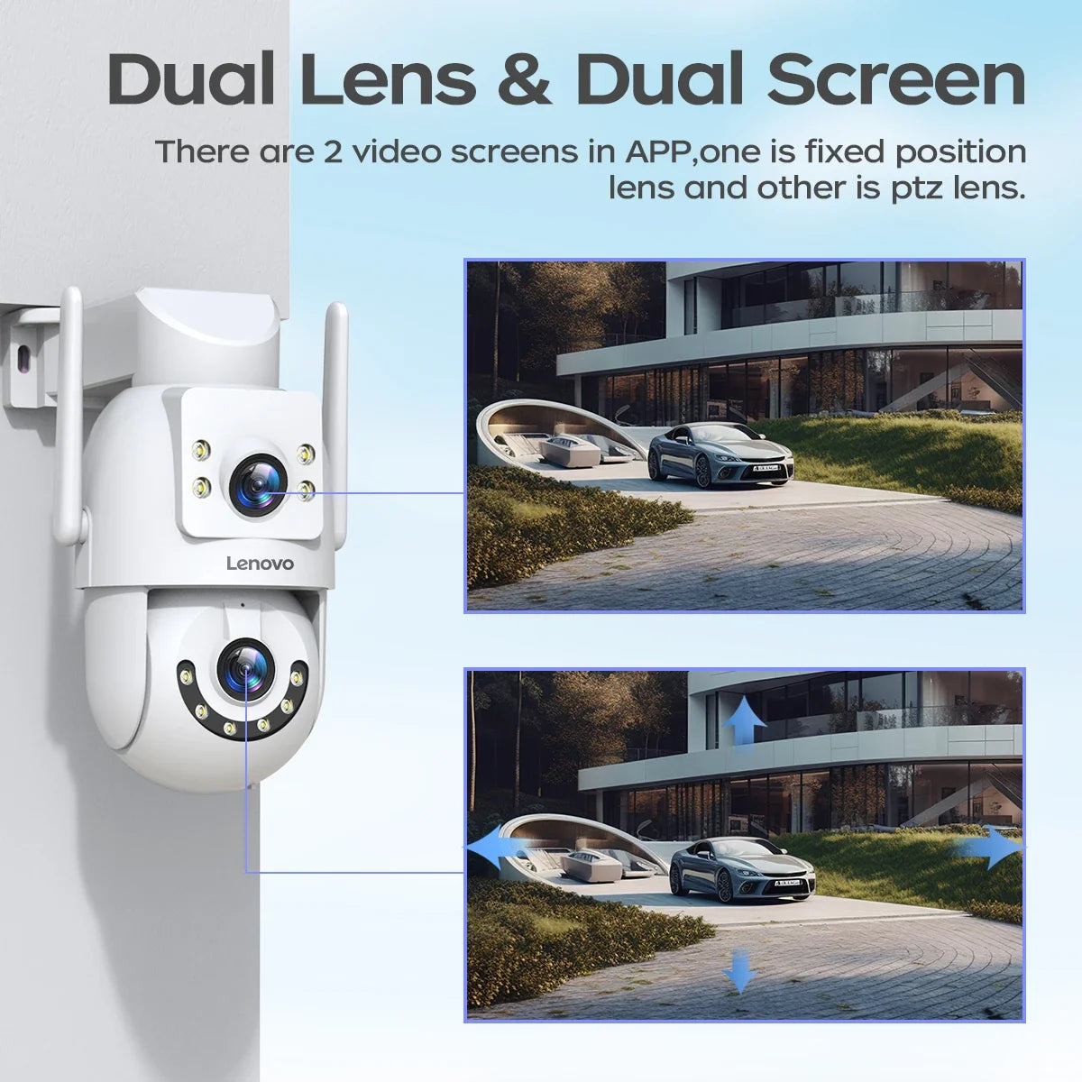 Caméra De Surveillance Extérieure WiFi Double Objectif 4K PTZ